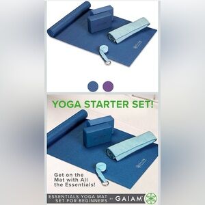 Gaiam Essentials Yoga Mat Set - Blue - New